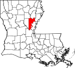 Map of Louisiana showing Catahoula Parish - Click on map for a greater detail.
