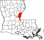 Map of Louisiana showing Concordia Parish - Click on map for a greater detail.