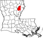 Map of Louisiana showing Franklin Parish - Click on map for a greater detail.