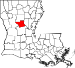 Map of Louisiana showing Grant Parish - Click on map for a greater detail.