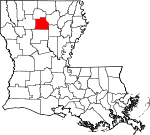 Map of Louisiana showing Jackson Parish - Click on map for a greater detail.