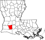 Map of Louisiana showing Jefferson Davis Parish - Click on map for a greater detail.