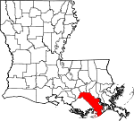 Map of Louisiana showing Lafourche Parish - Click on map for a greater detail.
