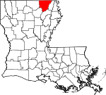 Map of Louisiana showing Morehouse Parish - Click on map for a greater detail.