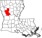 Map of Louisiana showing Natchitoches Parish - Click on map for a greater detail.
