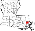 Map of Louisiana showing Orleans Parish - Click on map for a greater detail.