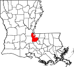 Map of Louisiana showing Pointe Coupee Parish - Click on map for a greater detail.