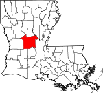 Map of Louisiana showing Rapides Parish - Click on map for a greater detail.