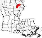 Map of Louisiana showing Richland Parish - Click on map for a greater detail.