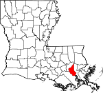 Map of Louisiana showing St. Charles Parish - Click on map for a greater detail.