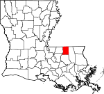 Map of Louisiana showing St. Helena Parish - Click on map for a greater detail.