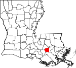 Map of Louisiana showing St. James Parish - Click on map for a greater detail.