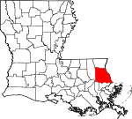 Map of Louisiana showing St. Tammany Parish - Click on map for a greater detail.