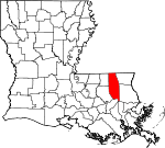 Map of Louisiana showing Tangipahoa Parish - Click on map for a greater detail.