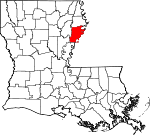 Map of Louisiana showing Tensas Parish - Click on map for a greater detail.