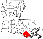 Map of Louisiana showing Terrebonne Parish - Click on map for a greater detail.