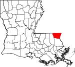 Map of Louisiana showing Washington Parish - Click on map for a greater detail.