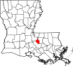 Map of Louisiana showing West Baton Rouge Parish - Click on map for a greater detail.