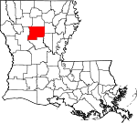 Map of Louisiana showing Winn Parish - Click on map for a greater detail.