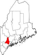 Map of Maine showing Androscoggin County - Click on map for a greater detail.