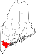 Map of Maine showing Cumberland County - Click on map for a greater detail.