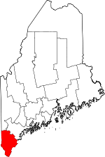 Map of Maine showing York County - Click on map for a greater detail.
