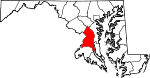 Map of Maryland showing Prince George