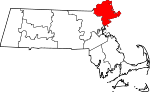 Map of Massachusetts showing Essex County - Click on map for a greater detail.