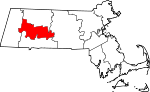 Map of Massachusetts showing Hampshire County - Click on map for a greater detail.