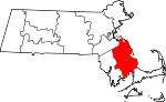 Map of Massachusetts showing Plymouth County - Click on map for a greater detail.