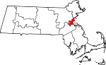 Map of Massachusetts showing Suffolk County - Click on map for a greater detail.