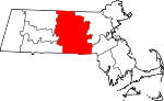 Map of Massachusetts showing Worcester County - Click on map for a greater detail.