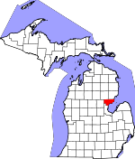 Map of Michigan showing Arenac County - Click on map for a greater detail.