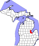 Map of Michigan showing Bay County - Click on map for a greater detail.