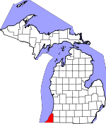 Map of Michigan showing Berrien County - Click on map for a greater detail.