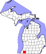 Map of Michigan showing Cass County - Click on map for a greater detail.