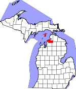 Map of Michigan showing Charlevoix County - Click on map for a greater detail.