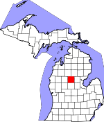 Map of Michigan showing Clare County - Click on map for a greater detail.