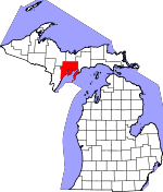 Map of Michigan showing Delta County - Click on map for a greater detail.