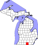 Map of Michigan showing Hillsdale County - Click on map for a greater detail.