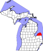 Map of Michigan showing Huron County - Click on map for a greater detail.