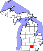 Map of Michigan showing Jackson County - Click on map for a greater detail.