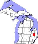 Map of Michigan showing Lapeer County - Click on map for a greater detail.