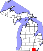 Map of Michigan showing Lenawee County - Click on map for a greater detail.