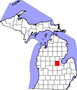 Map of Michigan showing Midland County - Click on map for a greater detail.