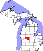 Map of Michigan showing Montcalm County - Click on map for a greater detail.