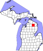 Map of Michigan showing Montmorency County - Click on map for a greater detail.