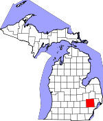 Map of Michigan showing Oakland County - Click on map for a greater detail.