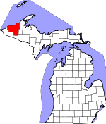 Map of Michigan showing Ontonagon County - Click on map for a greater detail.