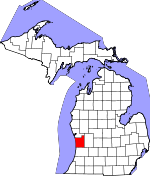Map of Michigan showing Ottawa County - Click on map for a greater detail.